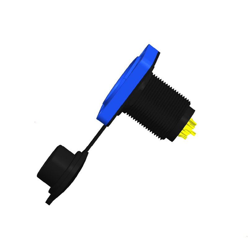2P series plastic flange socket female solder cable assembly