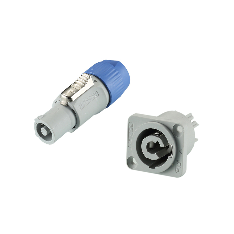 REUNION Power Lockable Cable Connector Power-in / Screw Terminals / Grey color