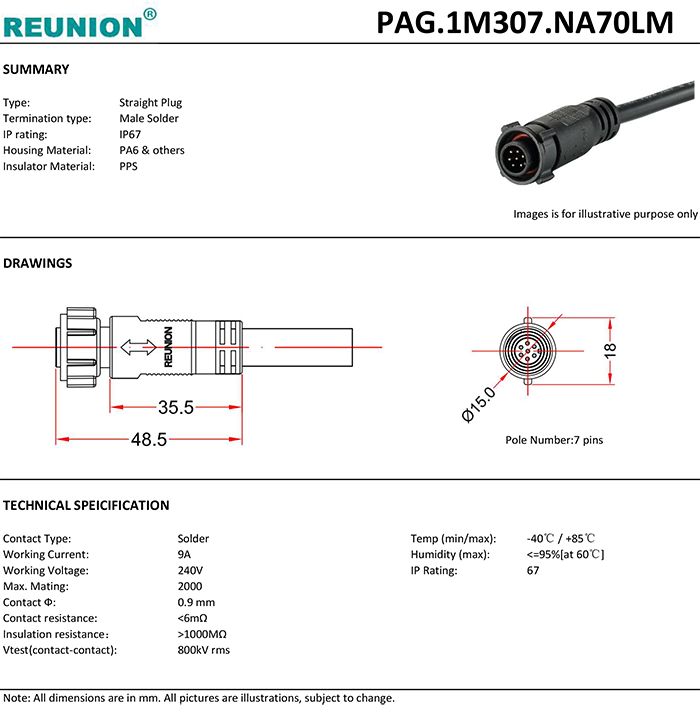 Outdoor Waterproof Ip Industrial Power Connector Male Plug Female