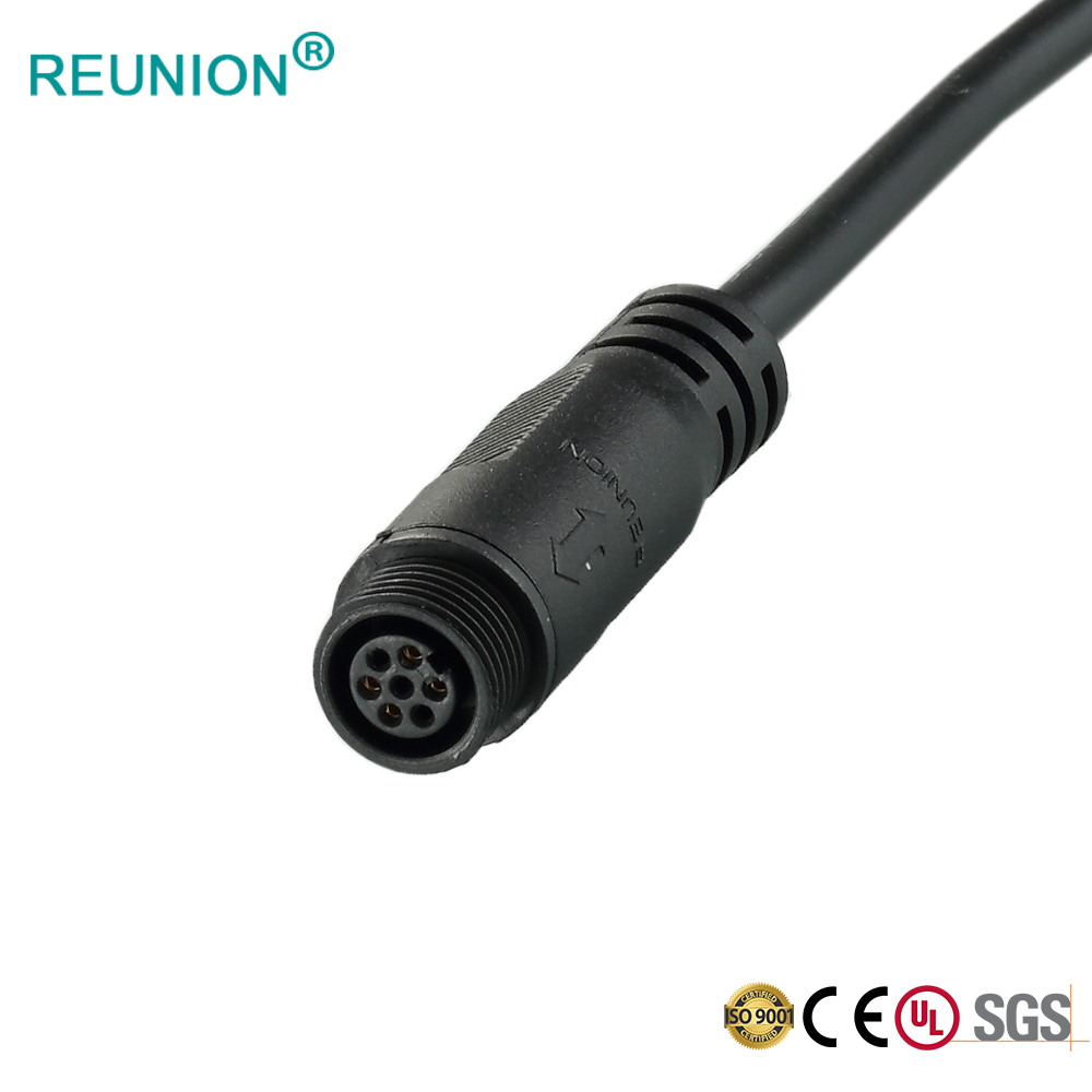 REUNION M series threaded connector cable plug with pcb female socket