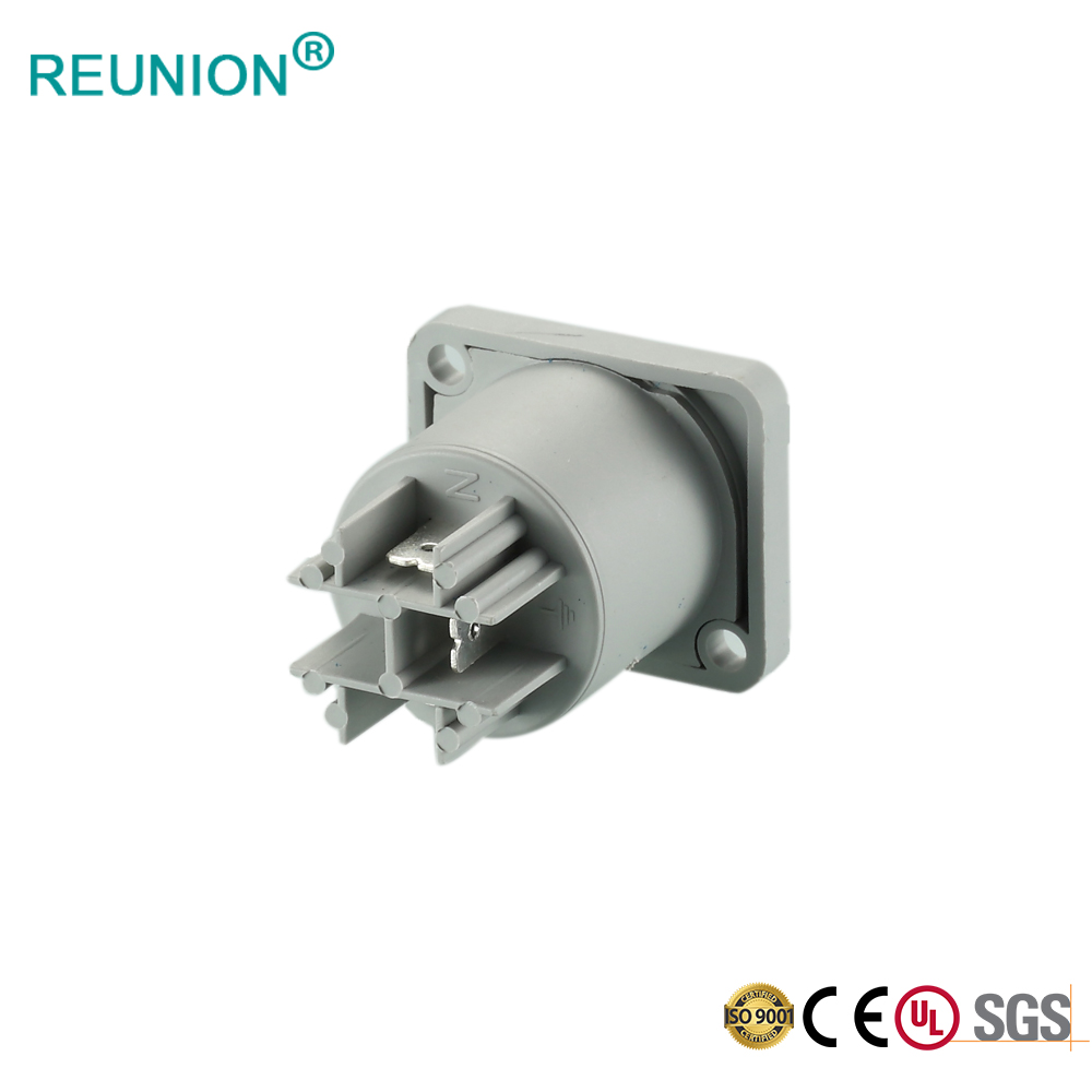 REUNION Power Lockable Cable Connector Power-in / Screw Terminals / Grey color